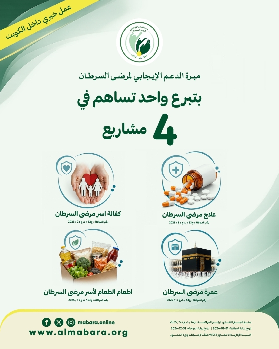 صورة بتبرع واحد ساهم في 4 مشاريع لمرضى السرطان