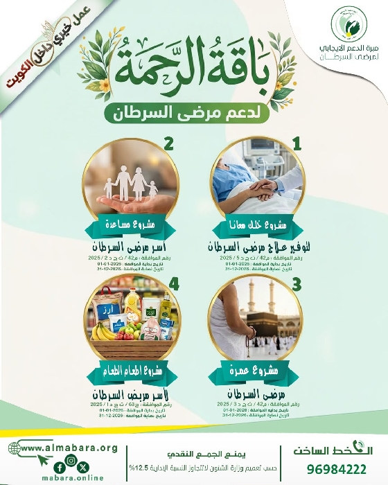 صورة بتبرع واحد ساهم في 4 مشاريع لمرضى السرطان
