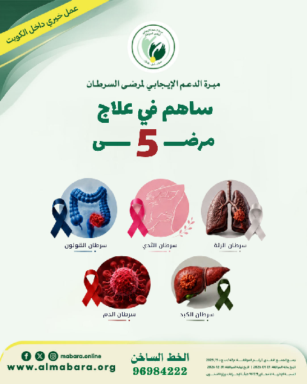 صورة بتبرع واحد ساهم في علاج 5 مرضى سرطان محتاجين
